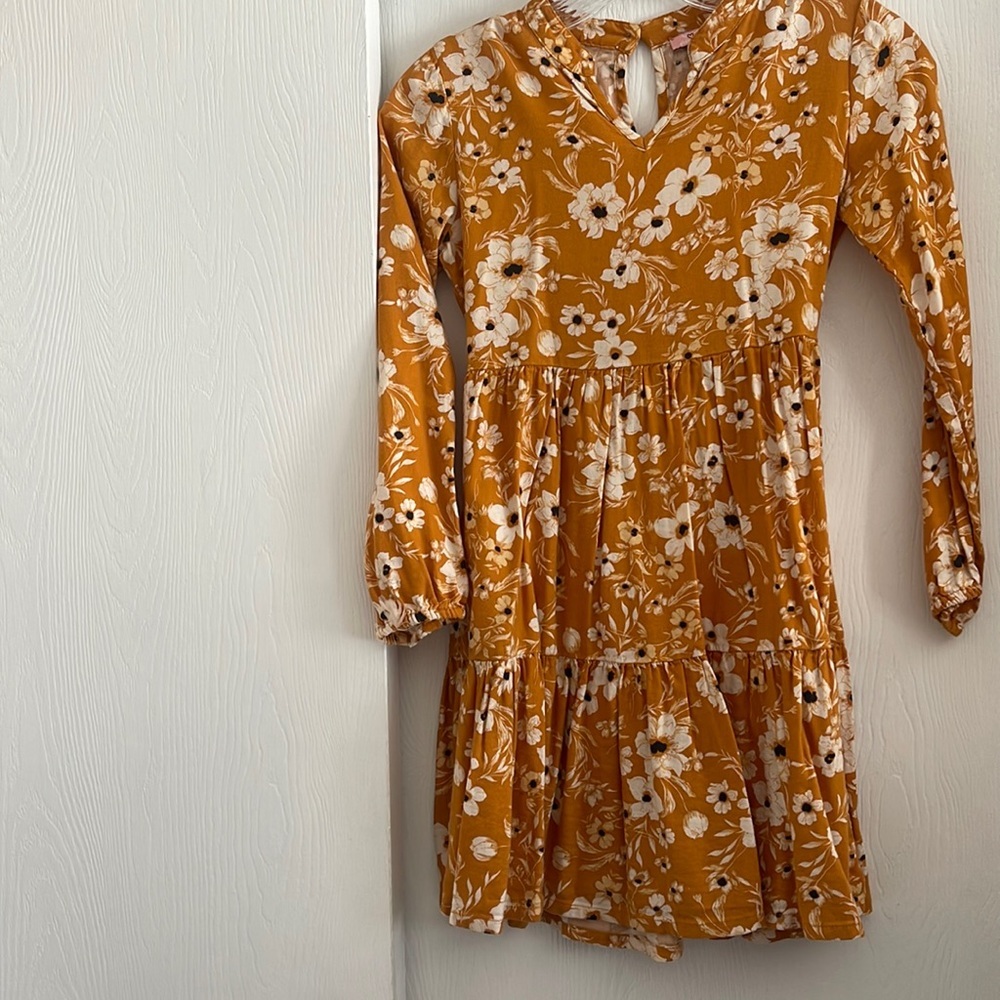 Yellow floral long sleeve dress size 8